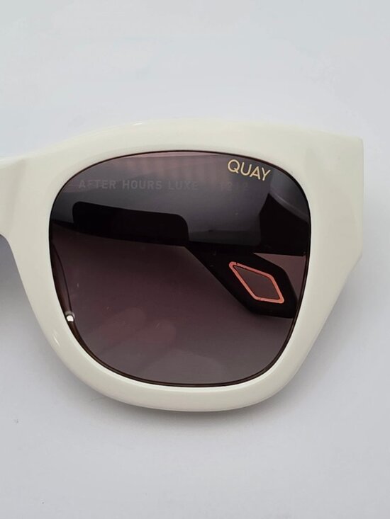 Quay Australia After Hours Luxe White Tort Frame Polarized Brown Sunglasses 52mm